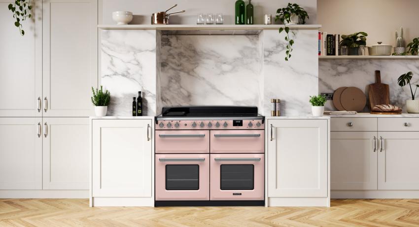 Estel Deluxe 110 Inductionwith slow cook cavity in Pale Pink/Chrome